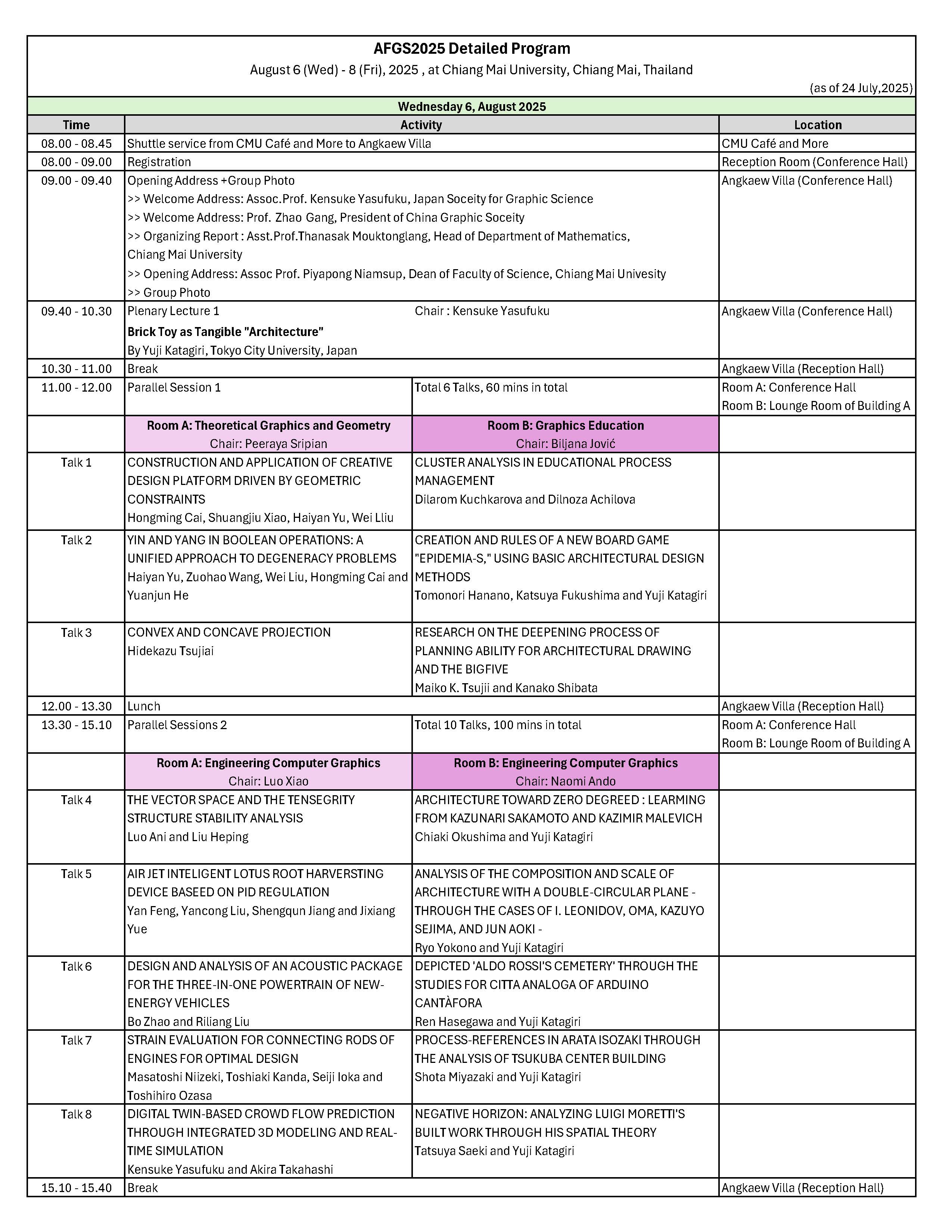 Program Schedule Page 1